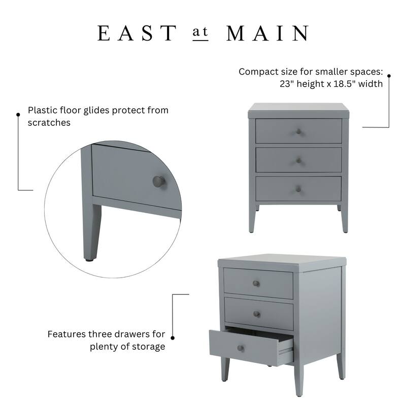 Painted Wood 3-drawer Nightstand Storage Table by East at Main