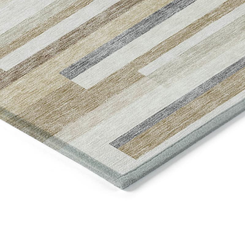 Machine Washable Indoor/ Outdoor Modern Stripes Chantille Rug