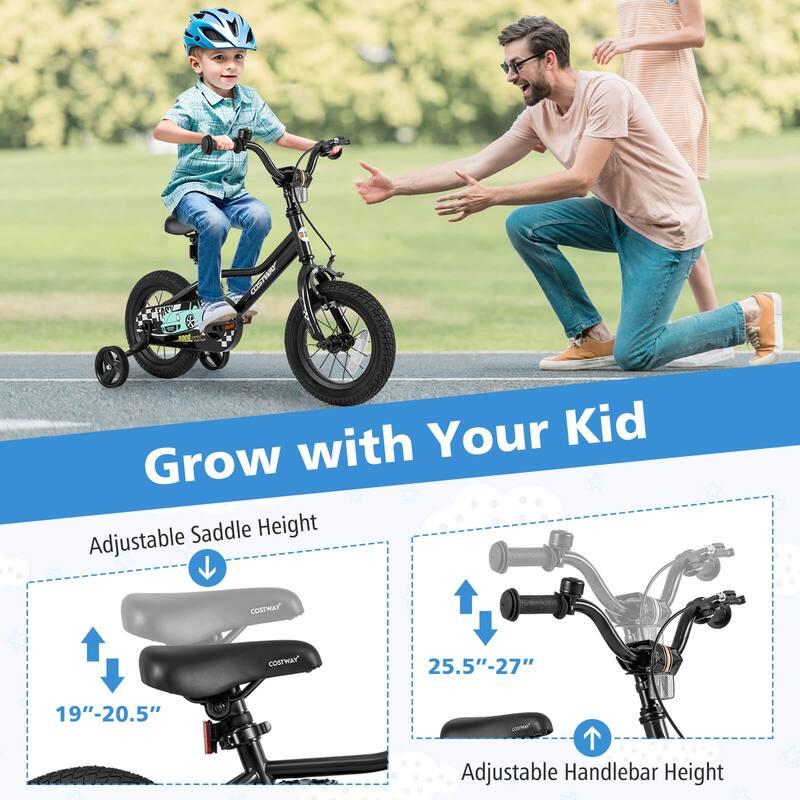 Costway 12"/14"/16"/18" Kids Training Bike with Removable Training