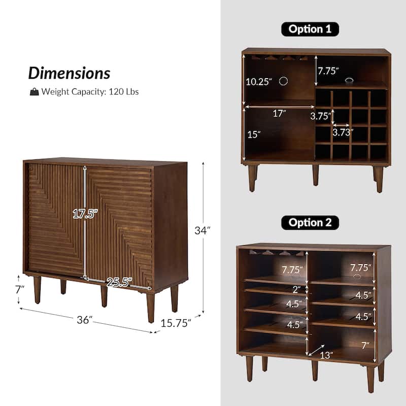 Alfred 34"Tall 2-Door Modern Multifunction Accent Cabinet with Adjustable Shelves by HULALA HOME - N/A