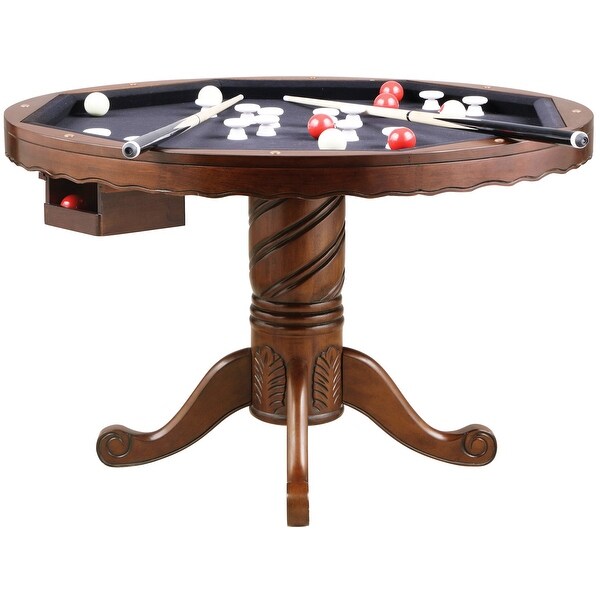 Poker and Bumper Pool 5-piece Gaming Table Set with Black