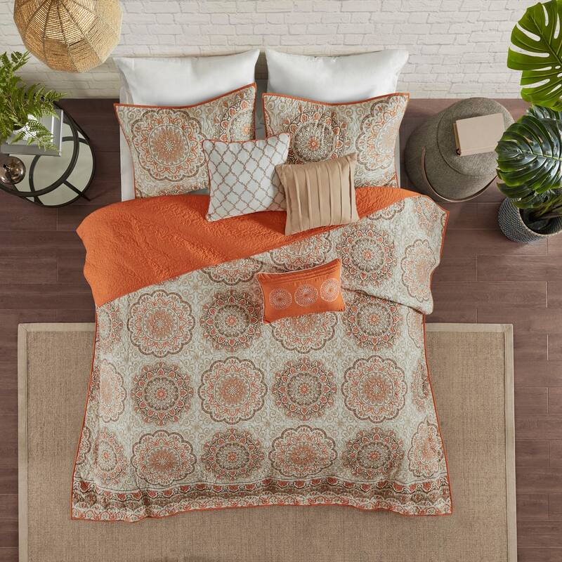 GDF Studio - Tangiers 6-Piece Reversible Quilt Set with Decorative Pillows