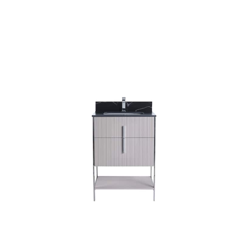 Fine Fixtures Serenity Modern Bathroom Vanity with Black Sintered Stone Top