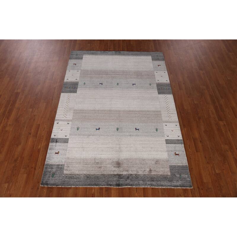 Bege Tribal Gabbeh Indian Area Rug Handmade Wool Carpet - 5'3" x 7'7"