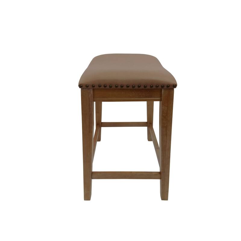 Saddle Counter Stools with Upholstered Seat - 25" - Brown - Set of 2