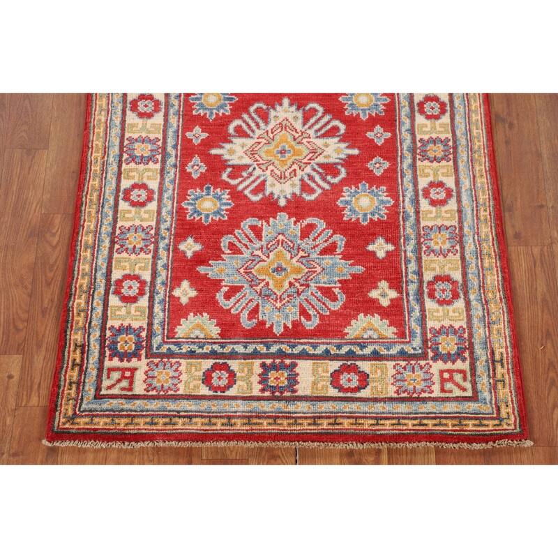 Red Traditional Kazak Foyer Rug Hand-Knotted Wool Carpet - 2'9" x 4'1"