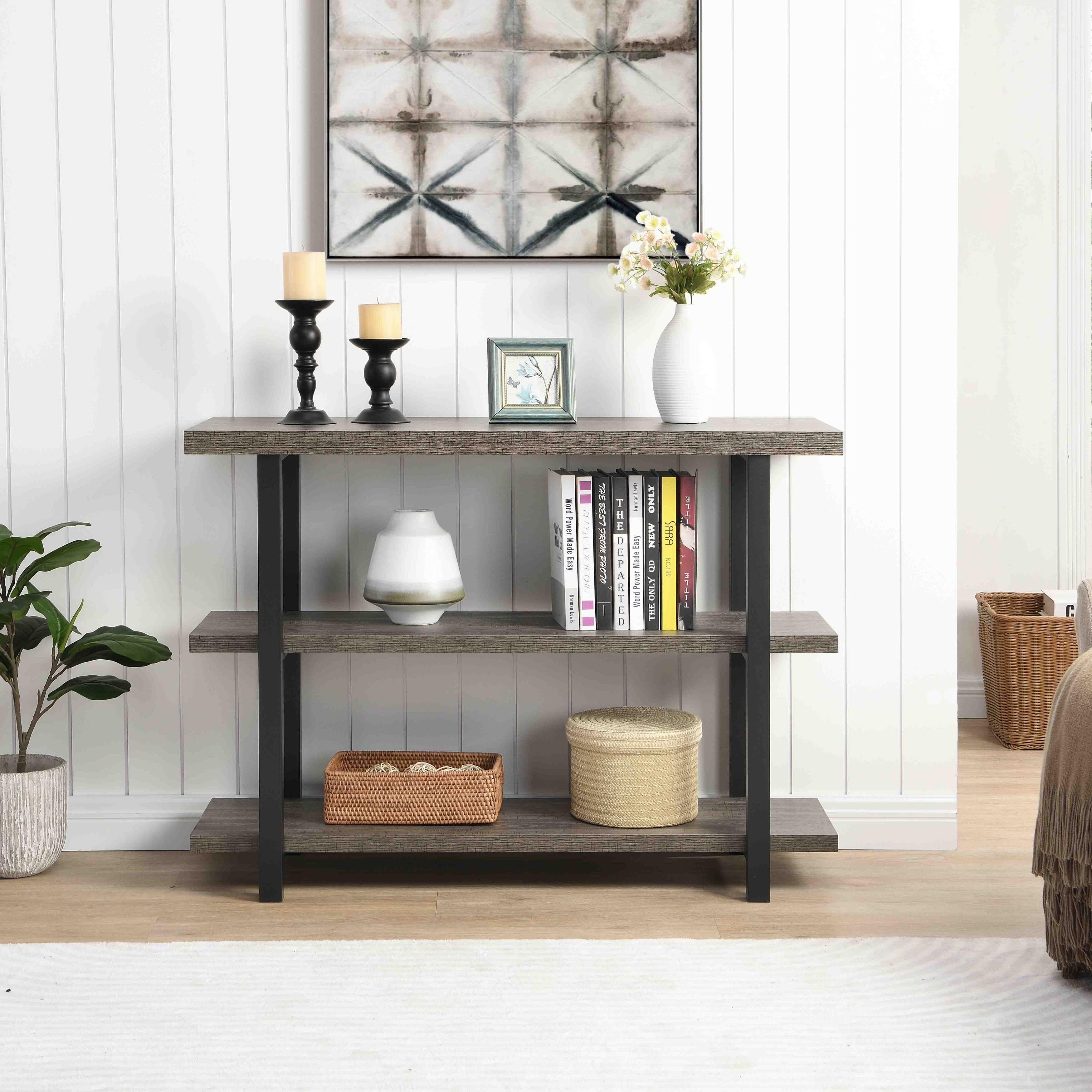 Multi shelf console table hot sale