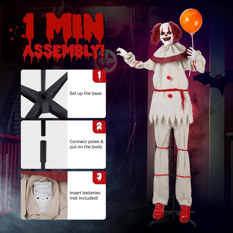 5.7FT Halloween Decoration Animatronics Talking Clown With Ballon
