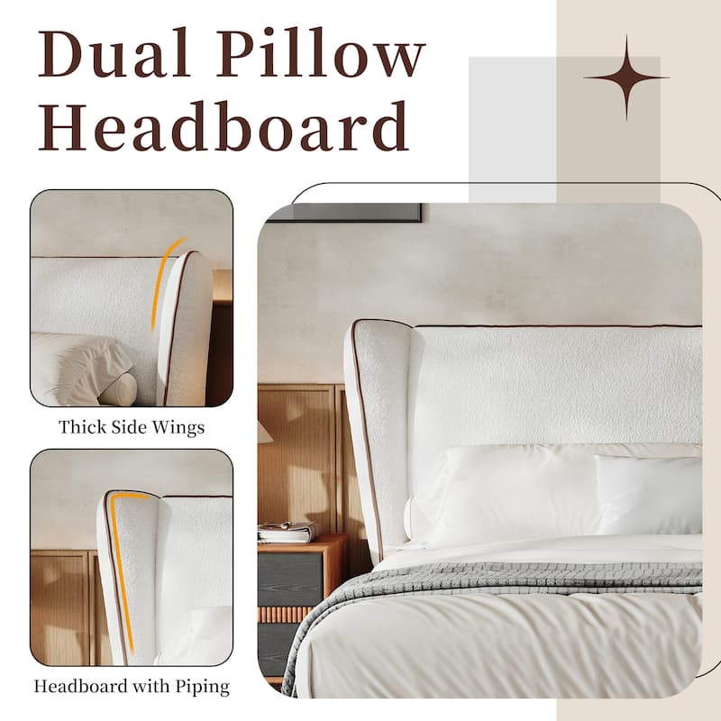 Christopher Knight Home - Nimbus Modern Upholstered Platform Bed with Wingback Headboard