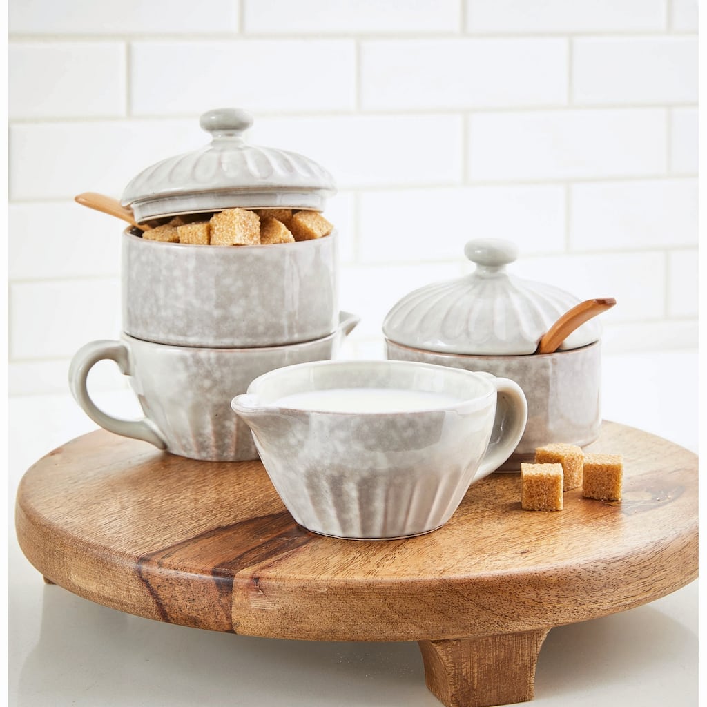 Stinson Grey Stoneware Stackable Cream and Sugar Set