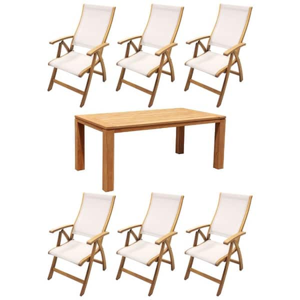 Shop Courtyard Casual Heritage Teak 7 Piece 71 Rectangle Dining