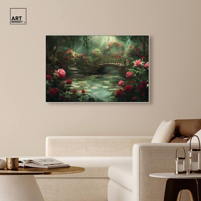 Rose Garden Bridge Canvas by Art Remedy