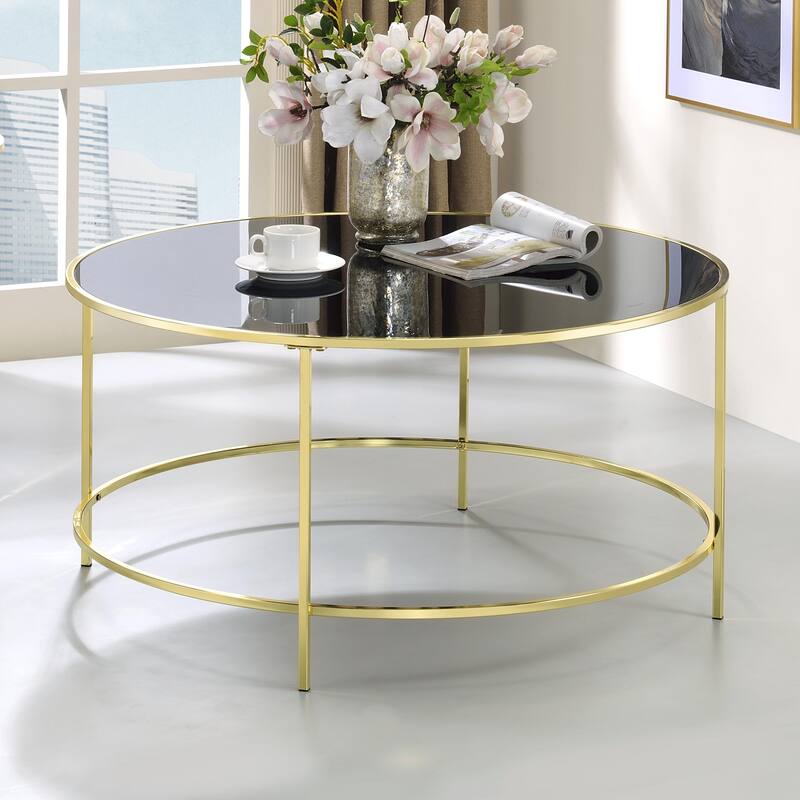 Llewellyn Contemporary 36-inch Glass Top Round Coffee Table by Furniture of America