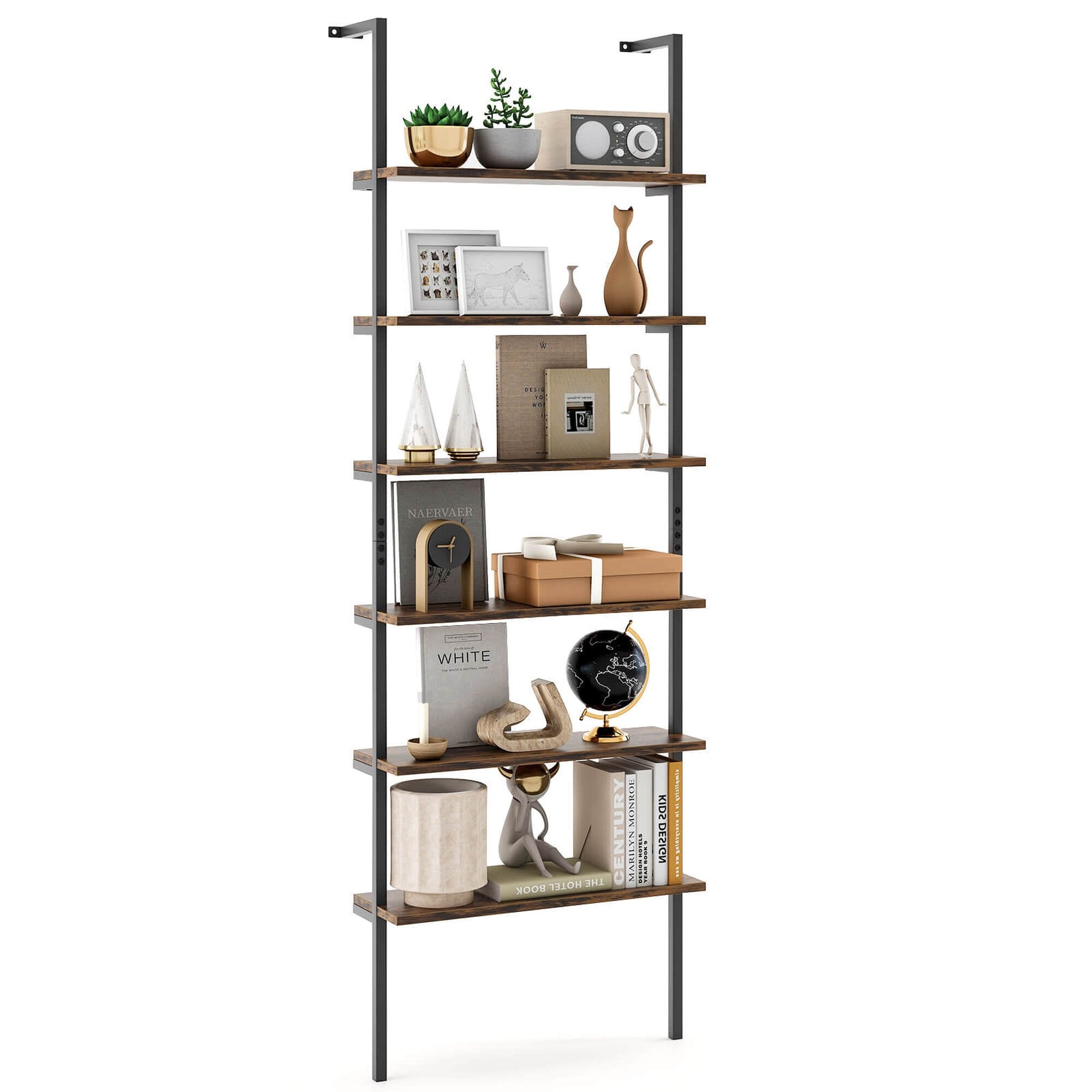 Costway 6-tier Ladder Shelf 72 Inches Industrial Wall Mounted - See Details
