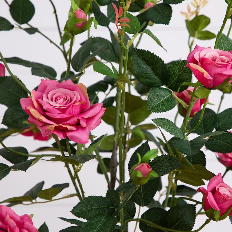 Rose Artificial Potted Tree - 4' - Pink and Green