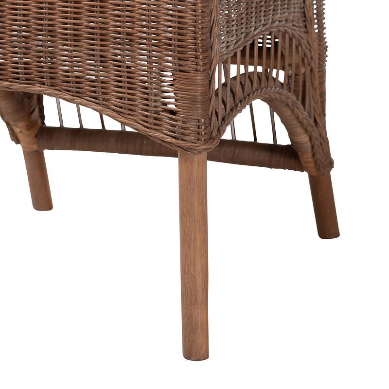 Raya Natural Rattan Dining Chair - Handcrafted Wicker Accent Chair with High Arched Back and Cushioned Seat, Boho Coastal Style