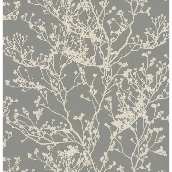 slide 2 of 4, Ronald Redding Budding Branch Silhouette Brown Wallpaper