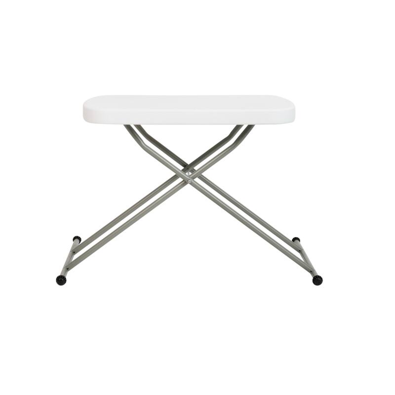 Height Adjustable Plastic Folding TV Tray/Laptop Table in Granite White