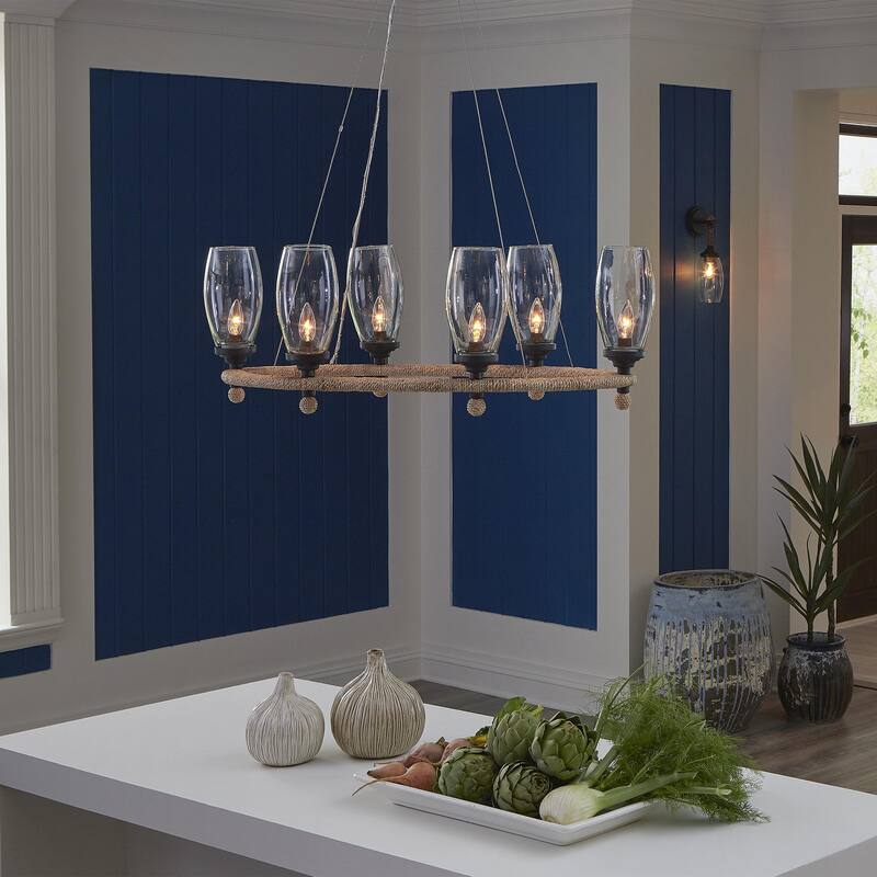 Currey & Company Hightider Glass Oval Chandelier - 12"h x 36"w x 18.75"d