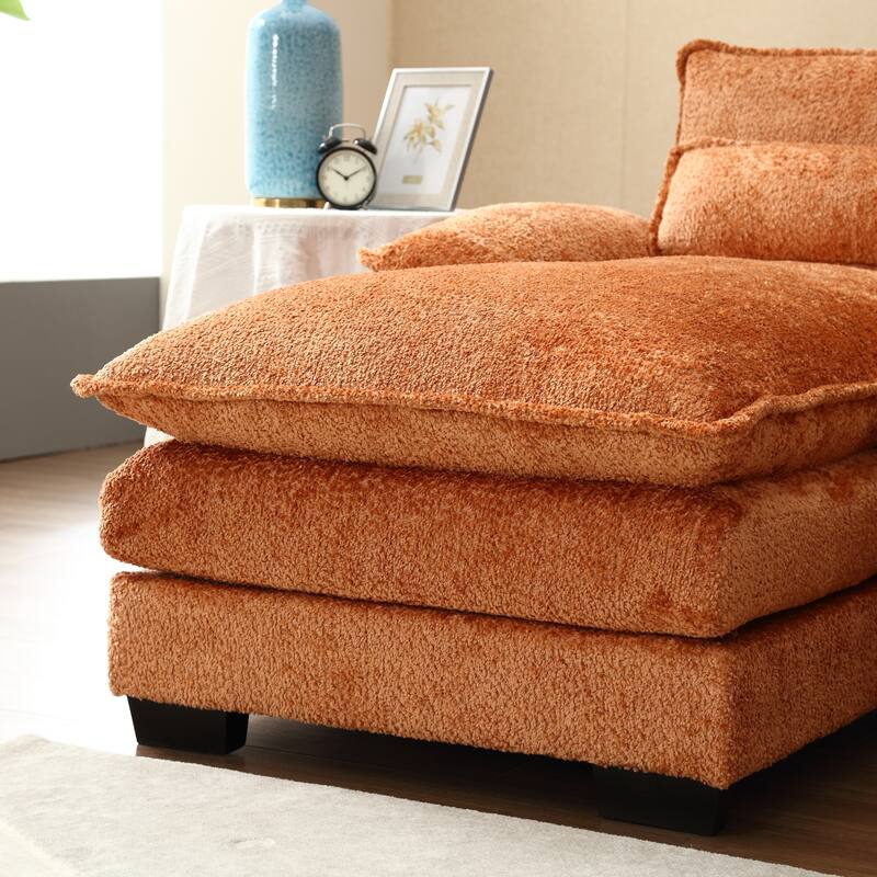 Modern U Shaped Modular Sectional Sofa with Chenille Upholstery and Ottomans and Reversible Layout for Living Room or Guest Room