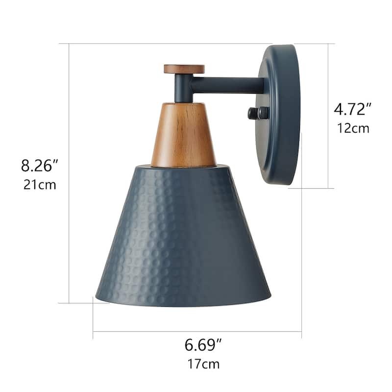 Industrial 1-Light Metal Finish and Wood Grain Wall Sconce For Bathroom