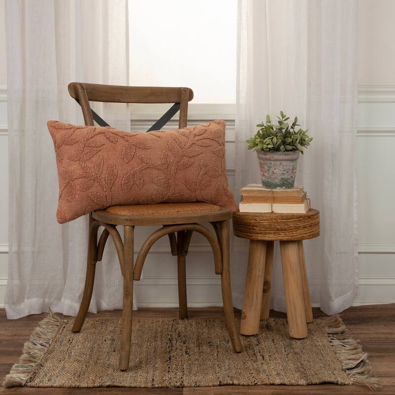 Rizzy Home Textured Botanical Pattern Throw Pillow