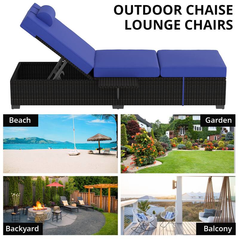 Patio Lounge Chairs By Outdoor PE Wicker Chaise Lounge Set of 2