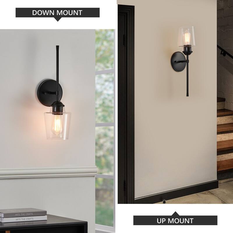 KAWOTI 1- Light Clear Glass Wall Sconce