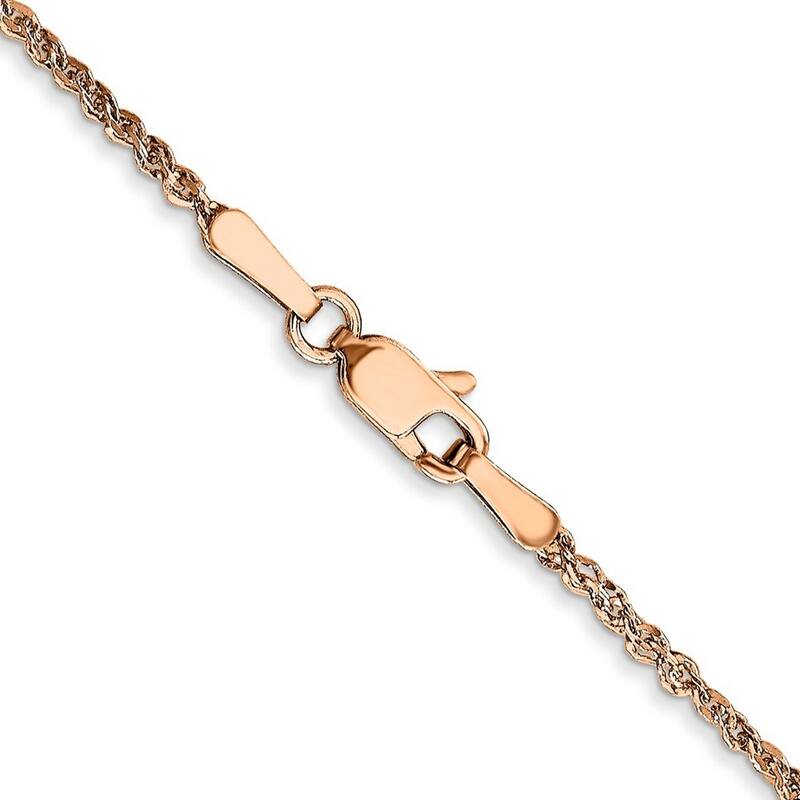 Curata 14K Rose Gold Solid 1.7mm Diamond Ropa Chain Necklace Options: 16 18 20 24