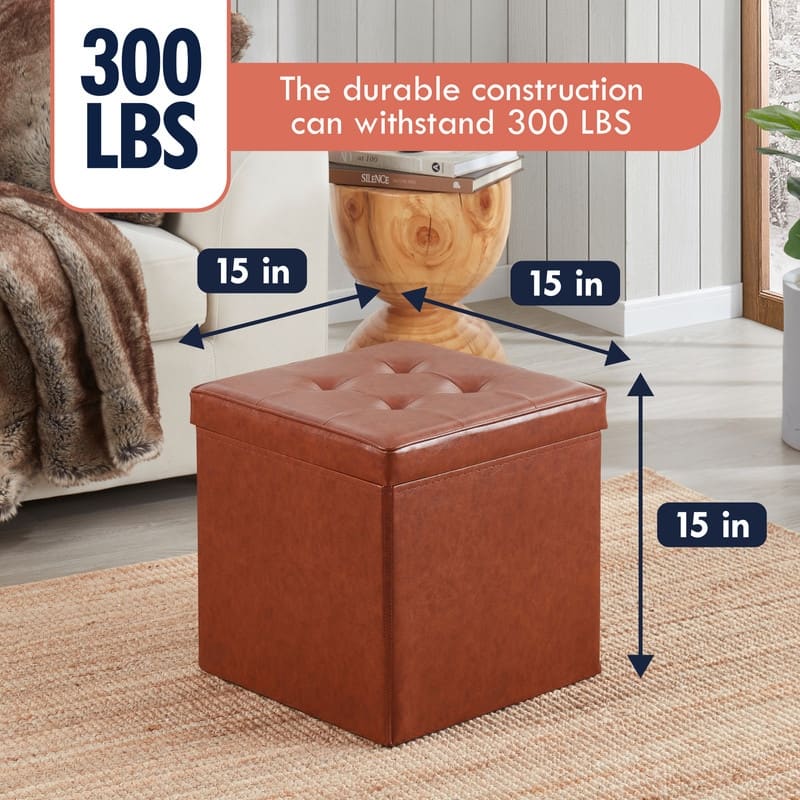 Foldable Tufted Square Storage Ottoman with Table Top Lid