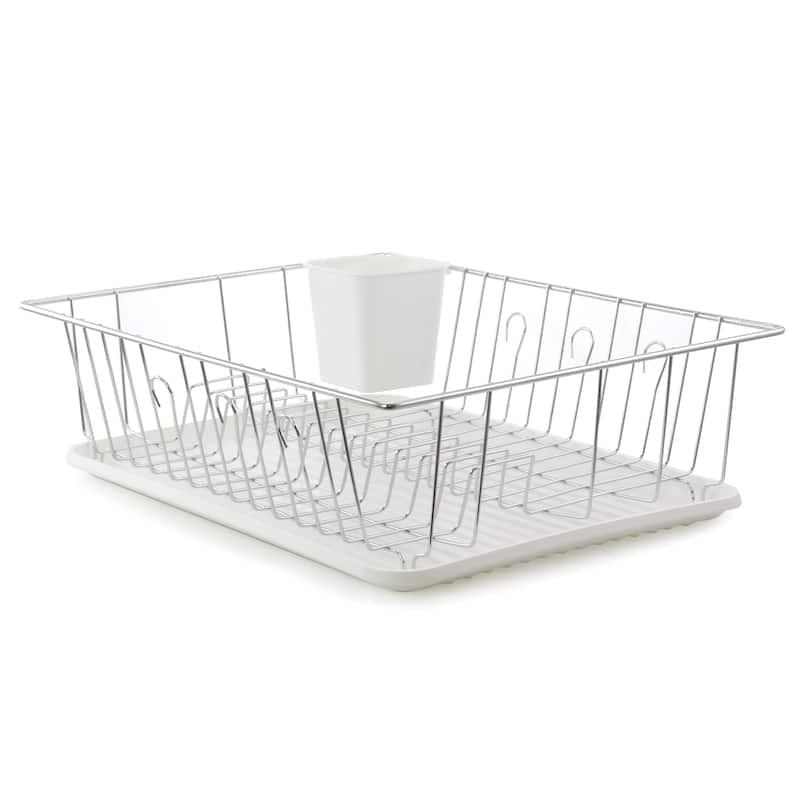 16-Inch Space Saving Dish Rack in White