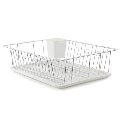 16-Inch Space Saving Dish Rack in White