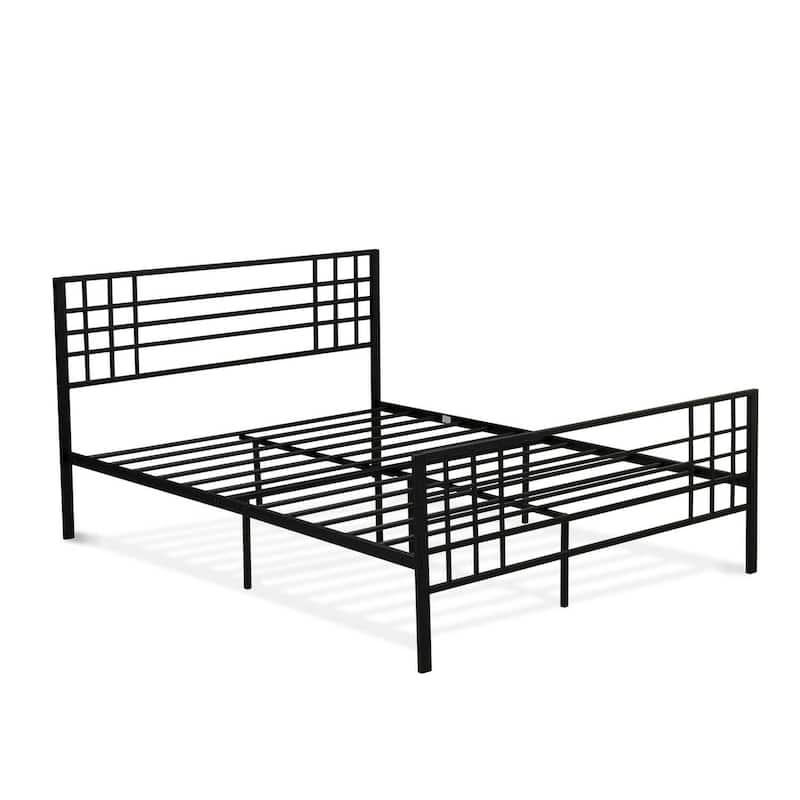 Queen Platform Bed - Modern Wood Bed Frame with Metal Legs - Sturdy & Easy Assembly