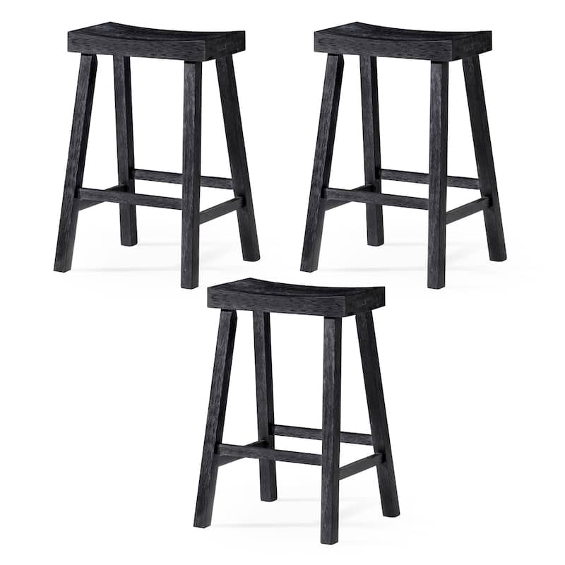 Maven Lane 27" Vincent Counter Height Kitchen Stool - N/A - Set of 3 - Antiqued Black