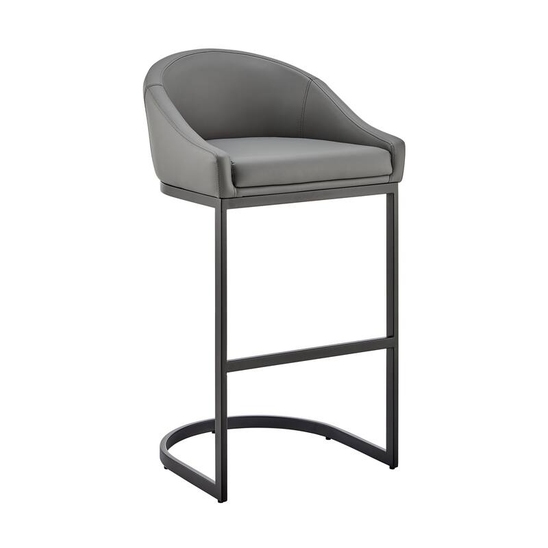 Katherine Upholstered Metal Bar or Counter Height Stool with Cantilever Base