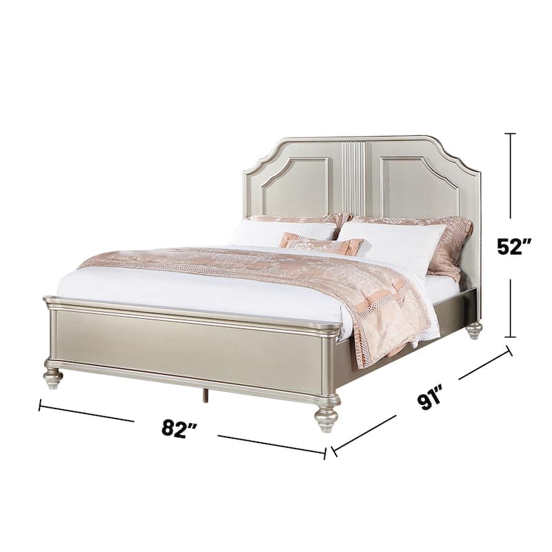California King Wooden Panel Bed in Silver