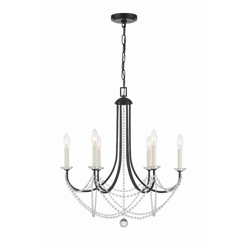 Delilah 6 Light Matte Black Chandelier - 24"W x 27.5"H
