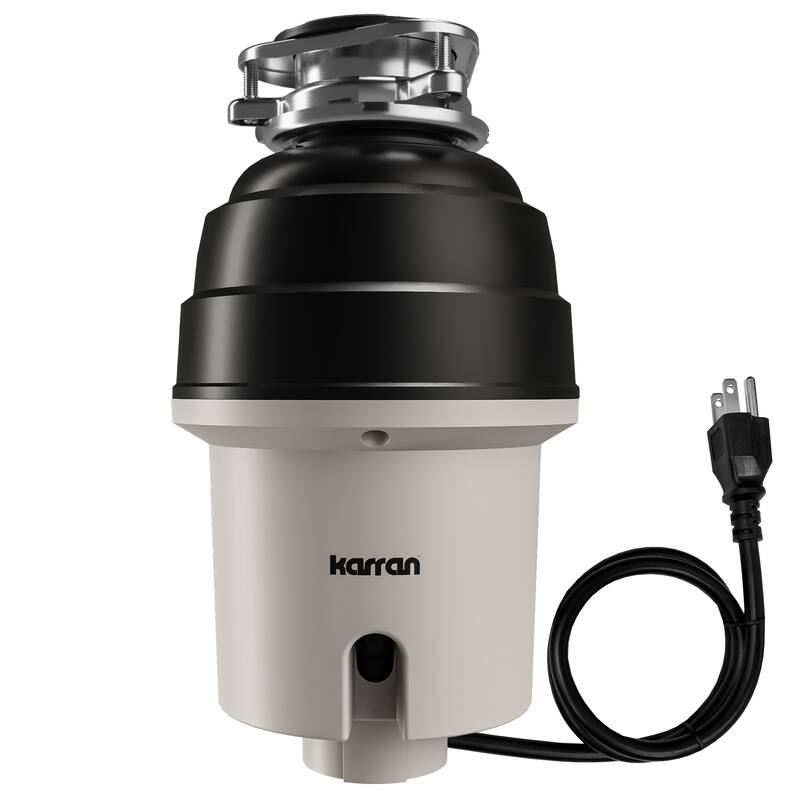 3/4 HP Continuous Feed Garbage Disposal for Kitchen Sinks with Power Cord and Accessories Included - Black and Grey