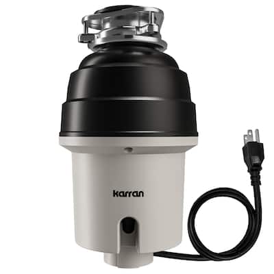 3/4 HP Continuous Feed Garbage Disposal for Kitchen Sinks with Power Cord and Accessories Included - Black and Grey