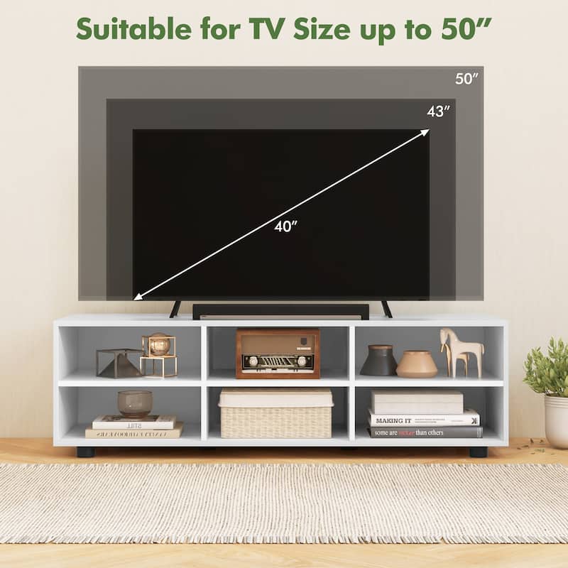 Gymax TV Cabinet for 50-Inch TV 42'' TV Stand w/ 3 Adjustable Shelves