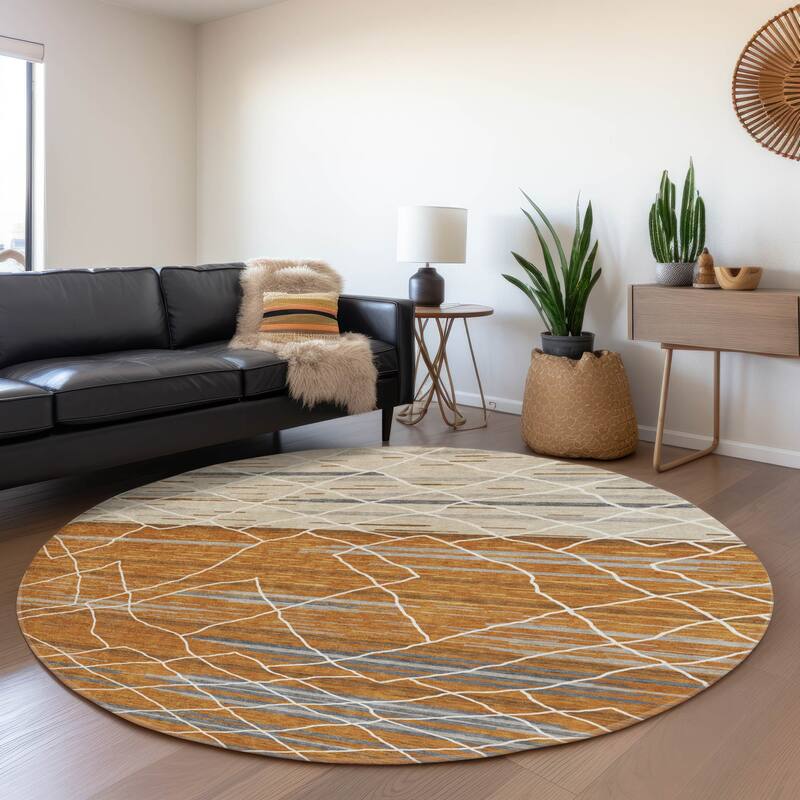 Premium Washable Super Soft Modern Himalaya Mayfield Rug - 8' x 8' - Terracotta