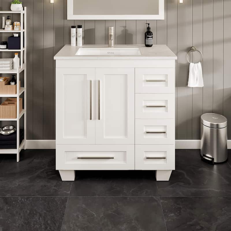 Loon 30"W Bath Vanity with Carrara Quartz Vanity Top & Undermount Sink