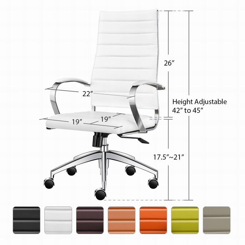 LUXMOD® Office Chair Faux Leather Silver Frame Adjustable and Swivel