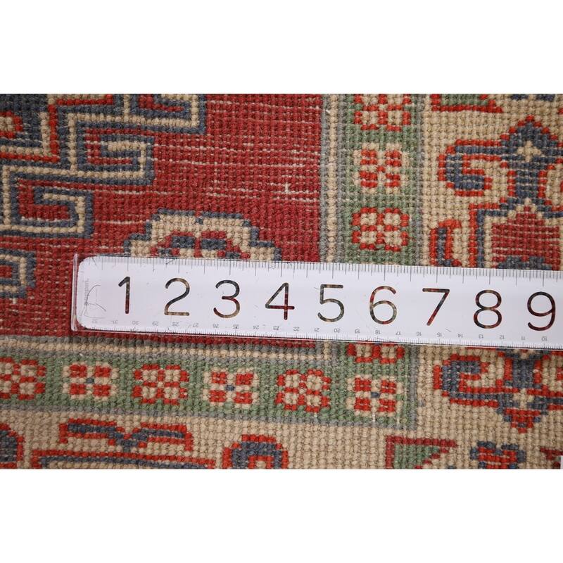 Kazak Foyer Rug Hand-Knotted Wool Carpet - 3'3" x 4'6"