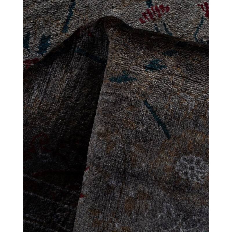 Overton Hand Knotted Wool Vintage Inspired Modern Contemporary Overdyed Gray Area Rug - 4' 1" x 6' 1"