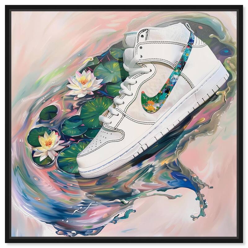 Lilypads Sneaker Splash Canvas by Art Remedy - 40" x 40" - Black