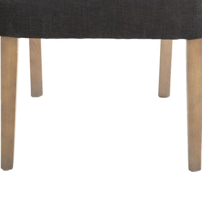 Zeus Dining Side Chair Set of 2, Black Fabric, Gray Tapered Legs