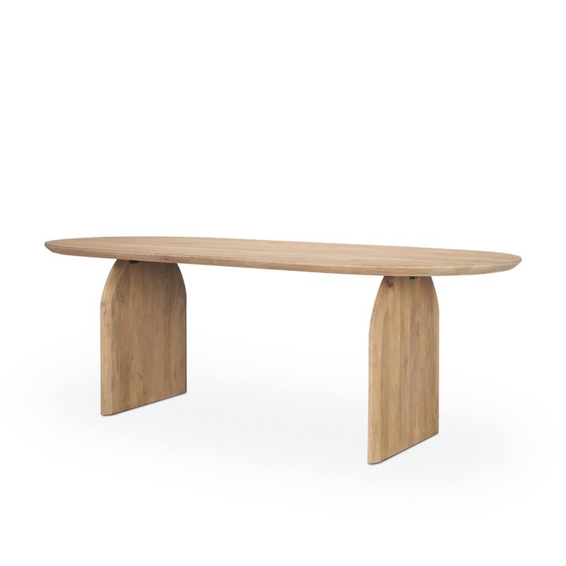 Isla Oval Dining Table w/Light Brown Wood Top & Arched Legs - 86.5L x 39.0W x 30.0H - 86.5L x 39.0W x 30.0H