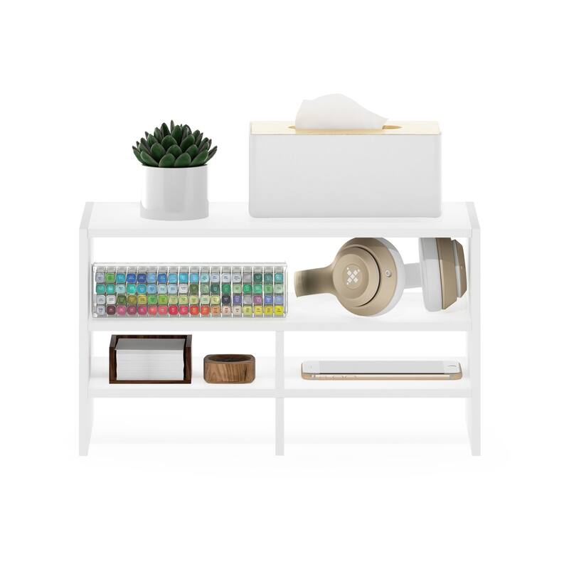 9.25 in. Tall White Wood 3-Shelf Bookcase
