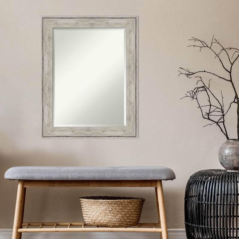 Beveled Wall Mirror - Crackled Metallic Frame - Crackled Metallic